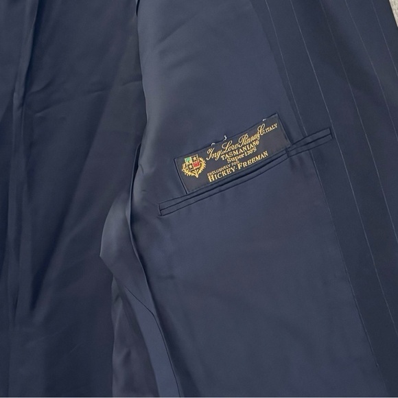 Loro Piana Hickey Freeman Sport Coat Blazer Jacket Wool Stripe Navy Classic 39 R - Picture 11 of 14